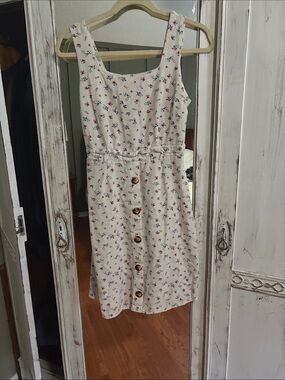 Monteau Cream Floral Button-Front Sundress